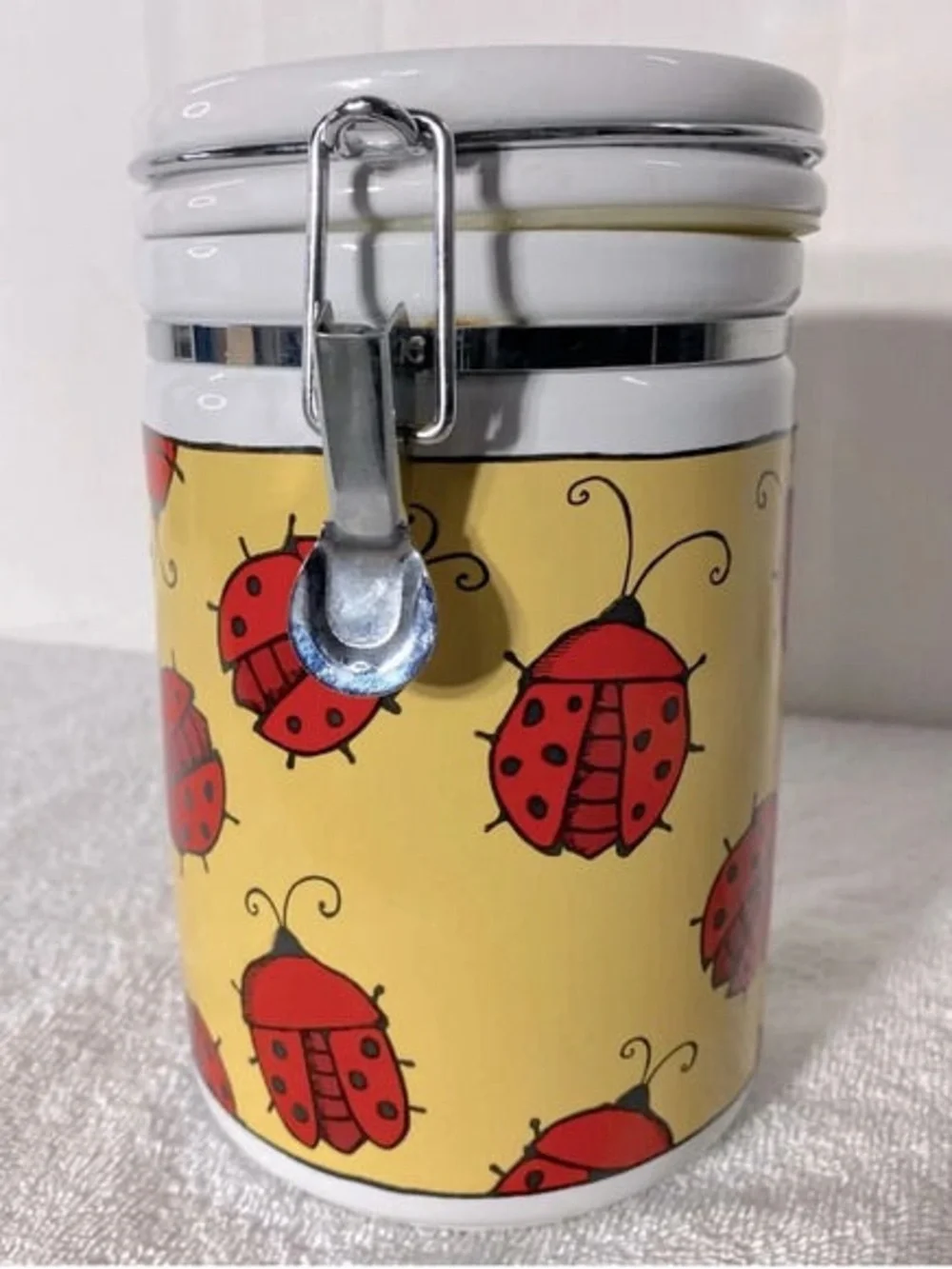 Ceramic Yellow Ladybug Airtight Storage Canister